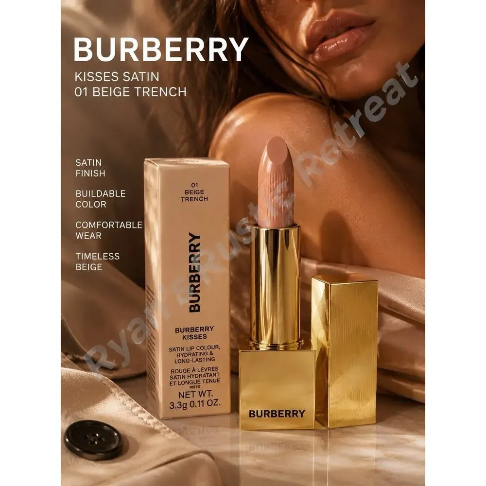 Burberry Kisses Satin Lipstick 01 Beige Trench 3.3g/ 0.11 oz, Full Size